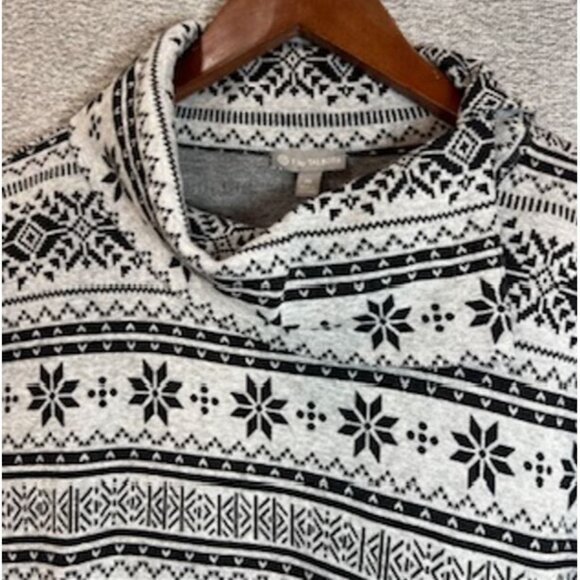 T by Talbots Womens Sweater Tops Medium Black Geometric Design Mock Neck Knit - Picture 3 of 12